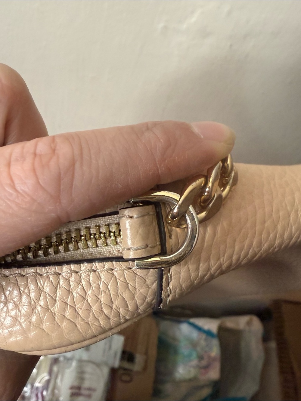 Michael Kors Fulton Nude Beige Leather Crossbody Bag - Picture 7 of 7